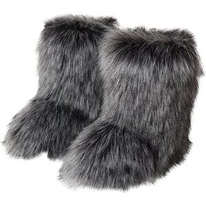 ⚡Women Faux Fur Winter Warm Knee High Flat Heel Fluffy  Snow Fur Boots